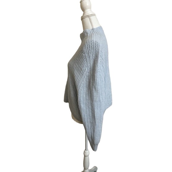 Madewell Women's XL 100% Merino Wool Pointelle-Stitch Mockneck Sweater Blue - Picture 6 of 10